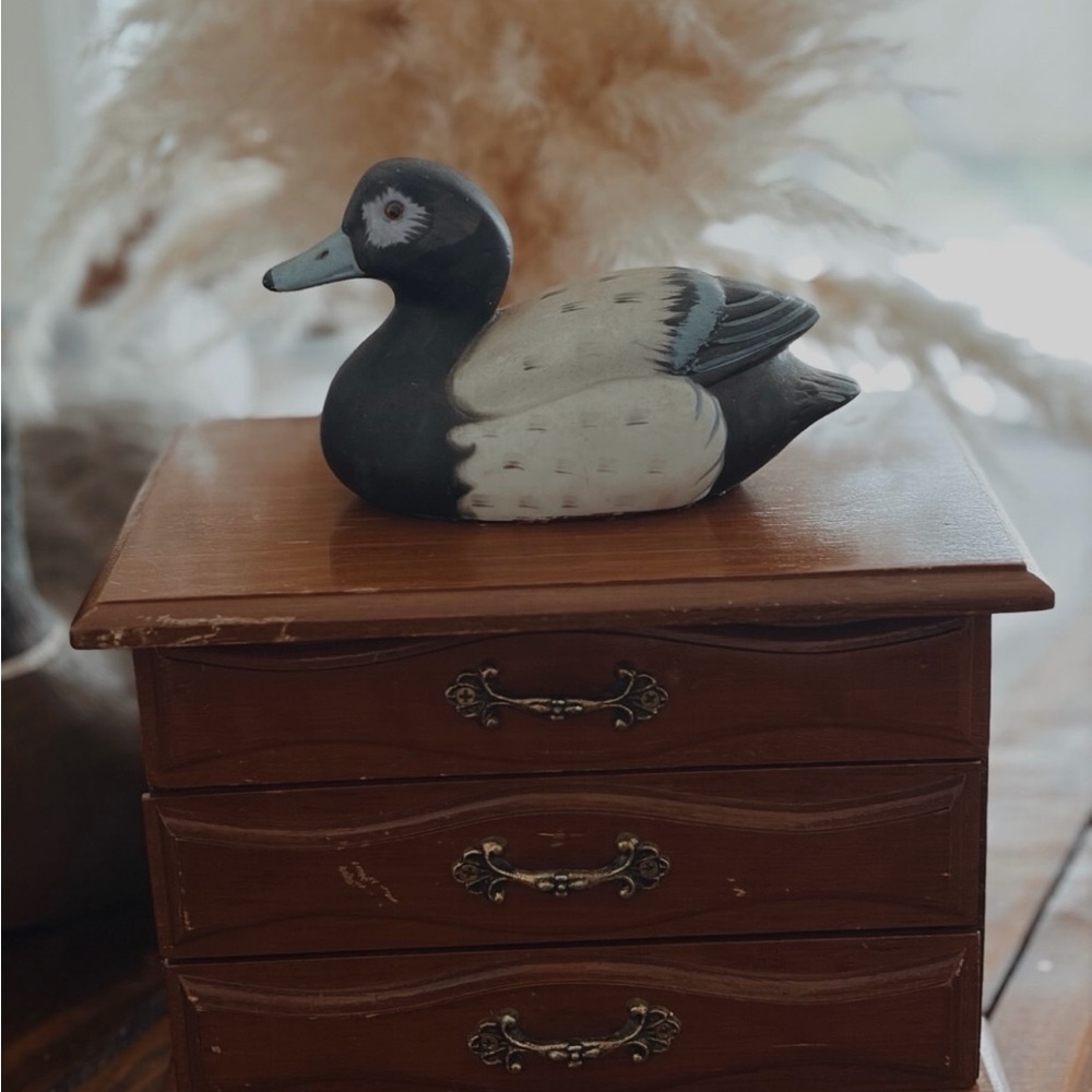 Hand-Painted Wooden Duck Decoy jewelry box